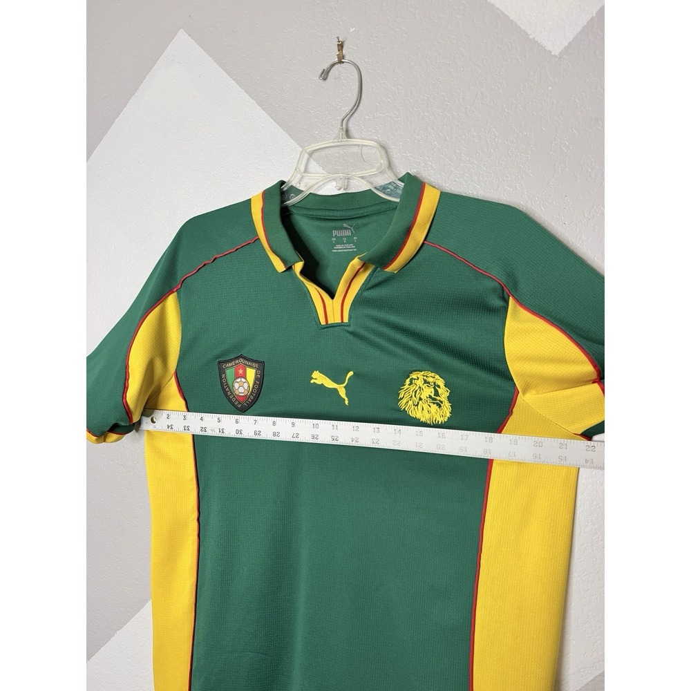 Puma Cameroon 1998-99 Era Retro World Cup Home Soccer Jersey Men L Green Yellow - Picture 9 of 10